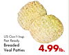 US Gov't Insp. Pan Ready Breaded Veal Patties 4.99lb.