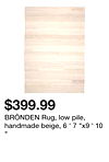 BRÖNDEN Rug, low pile, handmade beige, 6 ' 7 "x9 ' 10 "