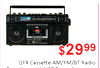 $2999 QFX Cassette AM/FM/BT Radio USD
