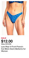 Low-Rise V-Front French-Cut Bikini Swim Bottoms for Women