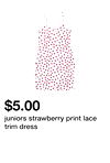 juniors strawberry print lace trim dress