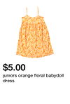 juniors orange floral babydoll dress