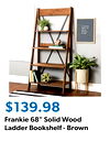Frankie 68" Solid Wood Ladder Bookshelf - Brown