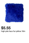 high pile faux fur pillow 16in