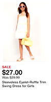 Sleeveless Eyelet-Ruffle Trim Swing Dress for Girls
