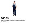 Men's Vintage Washed Unlined Denim Bib Overalls