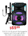 X30 OFX $6999 QFX 15-Inch Bluetooth Rechargeable Speaker with Party Lights & Mic. PBX-155SM | Includes Speaker Stand