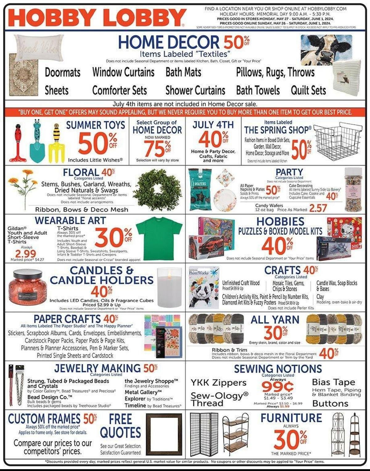 Hobby Lobby weekly ad - page 1