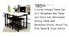 Counter Height Table Set of 5, Breakfast Bar Table and Stool Set, Minimalist Dining Table with Backless Stools, Wood Top Pub Table & Chair Set for Kitchen Apartment Bistro - Space Saving, B946
